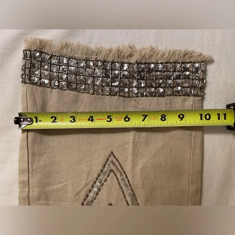 Venus Pants Beaded Linen Blend Bohemian Tan Size 8